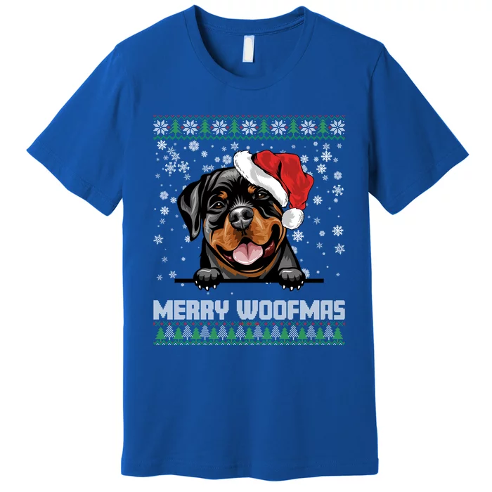 Funny Merry Woofmas Rottweiler Christmas Dog Lovers Xmas Gift Premium T-Shirt