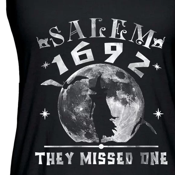 Full Moon Witch Salem 1692 They Missed One Ladies Essential Flowy Tank