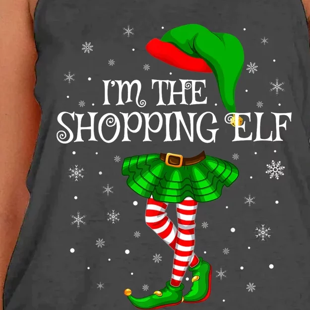 Family Matching Wo Girls I'm The Shopping Elf Christmas Women's Knotted Racerback Tank