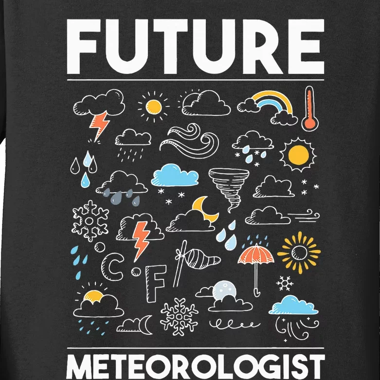 Future Meteorologist Weather Forecast Clouds Kids Long Sleeve Shirt