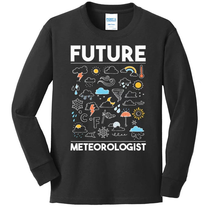 Future Meteorologist Weather Forecast Clouds Kids Long Sleeve Shirt