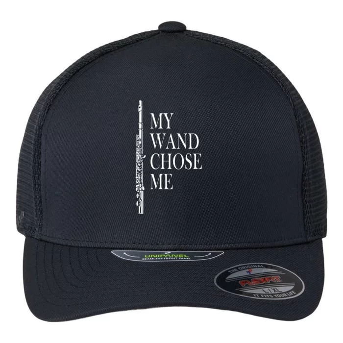 Flute My Wand Chose Me Funny Marching Band Apparel Flexfit Unipanel Trucker Cap