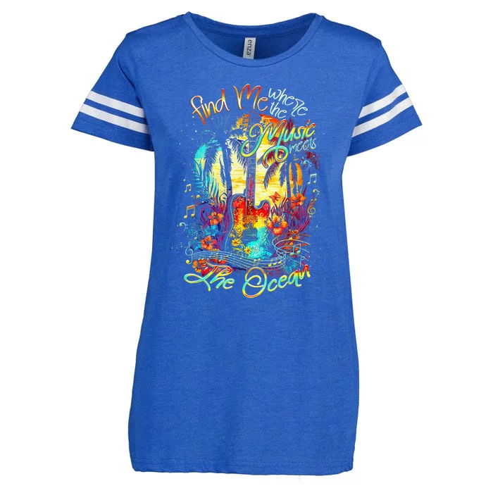 Find Me Where The Music Meets The Ocean Enza Ladies Jersey Football T-Shirt