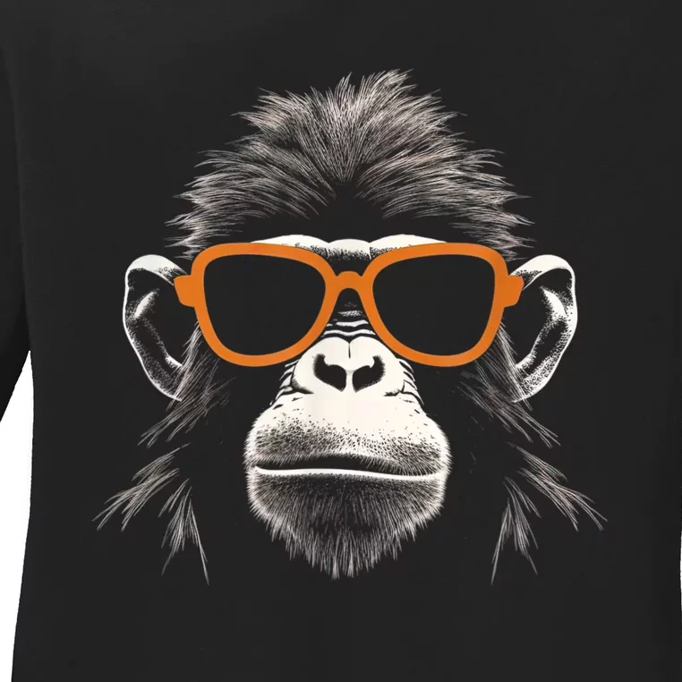 Funny Monkey With Sunglasses Cool Graffiti Urban Art Street Ladies Long Sleeve Shirt