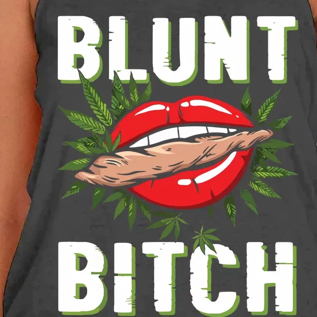 Funny Marijuana Weed 420 Weed Sexy Lips Cannabis Marijuana Women's Knotted Racerback Tank