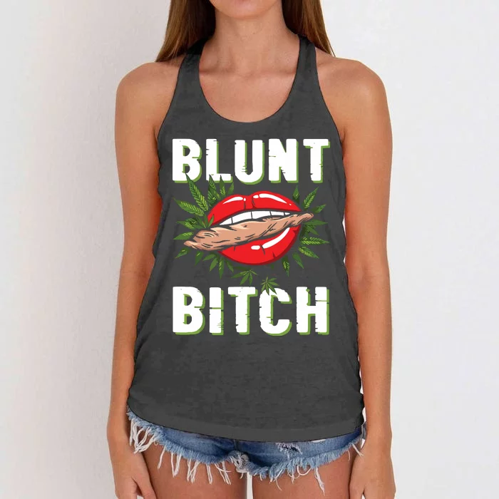 Funny Marijuana Weed 420 Weed Sexy Lips Cannabis Marijuana Women's Knotted Racerback Tank