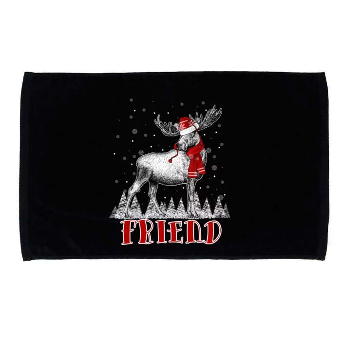 Friend Moose Wear Santa Hat Matching Family Gift Microfiber Hand Towel