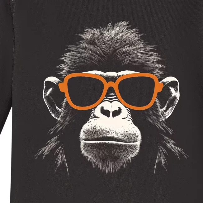 Funny Monkey With Sunglasses Cool Graffiti Urban Art Street Baby Long Sleeve Bodysuit