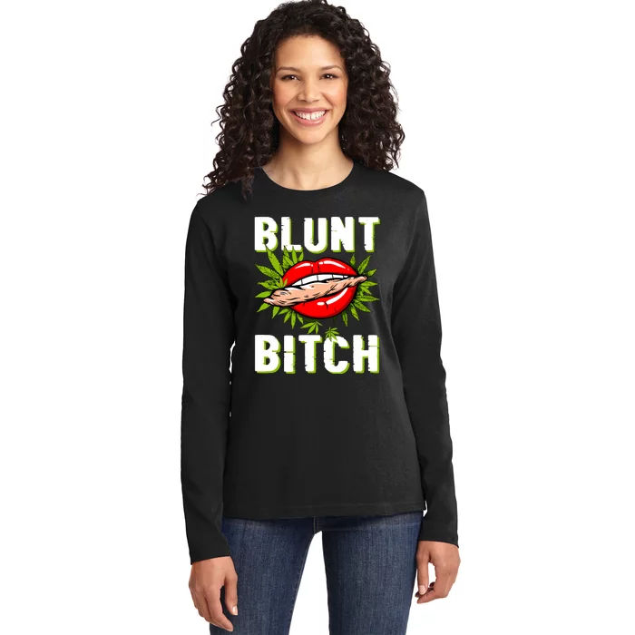 Funny Marijuana Weed 420 Weed Sexy Lips Cannabis Marijuana Ladies Long Sleeve Shirt