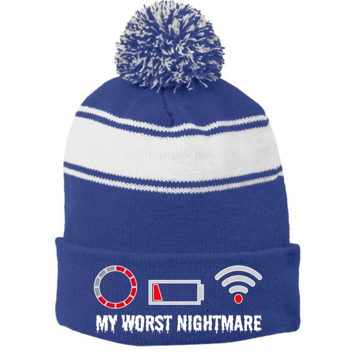 Funny My Worst Nightmare Gaming S S S Gift Stripe Pom Pom Beanie