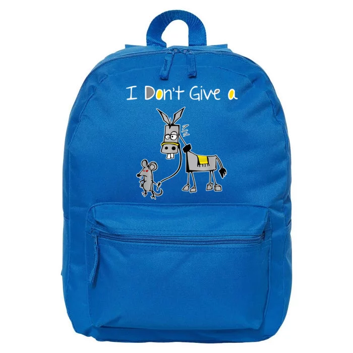 Funny MOUSE WALKING A DONKEY I Don't Give Rats Ass Mouse 16 in Basic Backpack