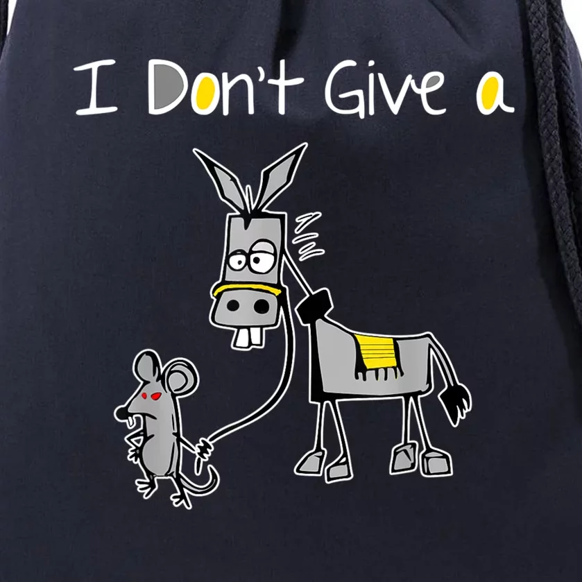 Funny MOUSE WALKING A DONKEY I Don't Give Rats Ass Mouse Drawstring Bag