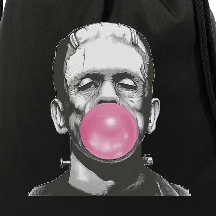 Frankenstein Monster With Pink Bubblegum Bubble Drawstring Bag