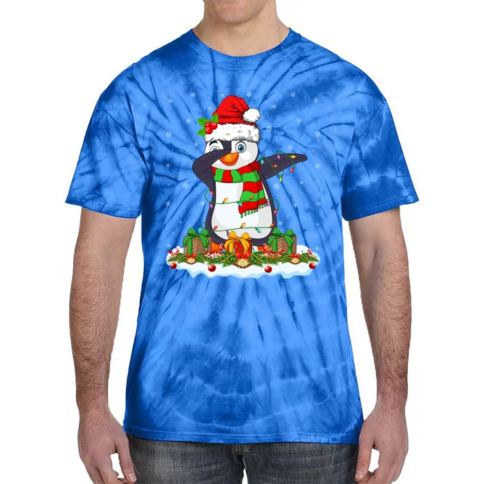 Family Matching Xmas Lighting Dabbing Penguin Christmas Gift Tie-Dye T-Shirt