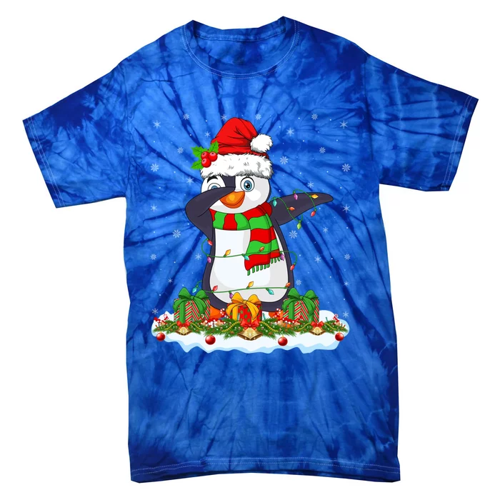 Family Matching Xmas Lighting Dabbing Penguin Christmas Gift Tie-Dye T-Shirt