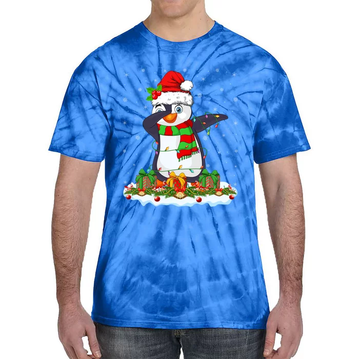 Family Matching Xmas Lighting Dabbing Penguin Christmas Cute Gift Tie-Dye T-Shirt