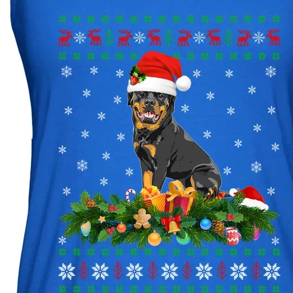 Family Matching Xmas Lighting Ugly Rottweiler Christmas Gift Ladies Essential Flowy Tank