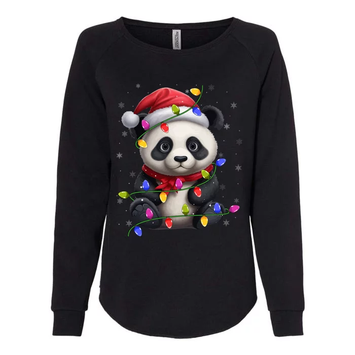 Family Matching Xmas Lighting Santa Panda Christmas Gift Womens California Wash Sweatshirt