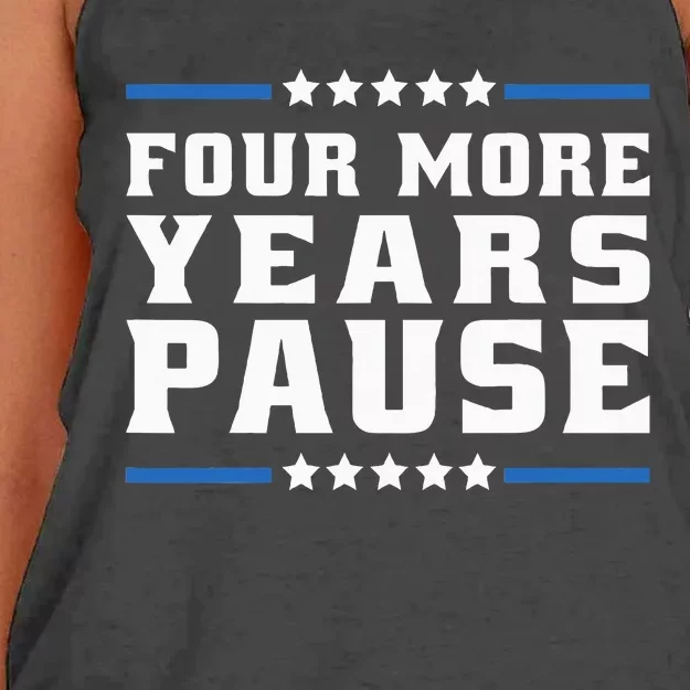 Four More Years Pause Joe Biden Us Flag Women's Knotted Racerback Tank