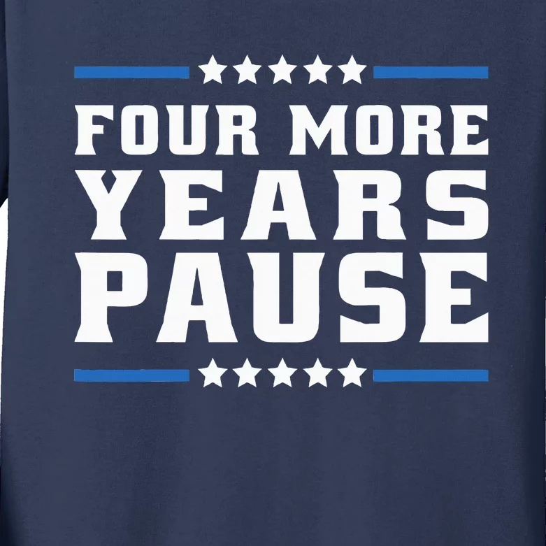 Four More Years Pause Joe Biden Us Flag Kids Long Sleeve Shirt