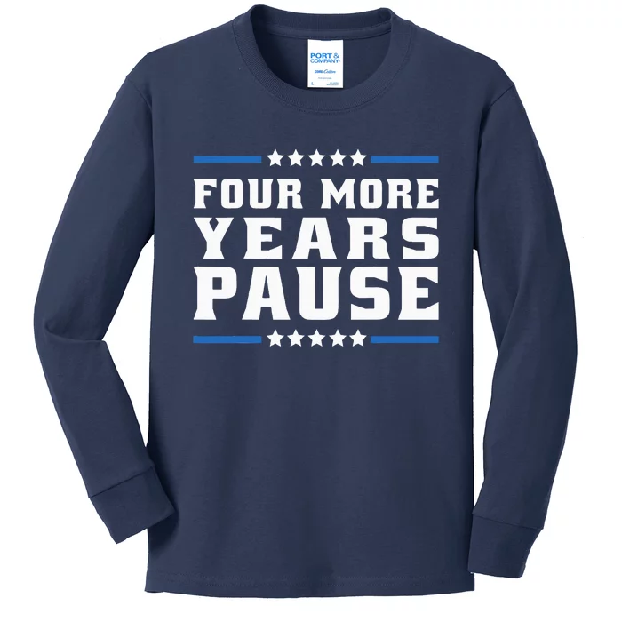 Four More Years Pause Joe Biden Us Flag Kids Long Sleeve Shirt