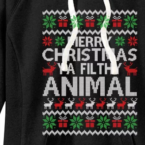 Funny Merry Ya Filthy Animal Ugly Christmas Sweater Xmas Gift Women's Fleece Hoodie