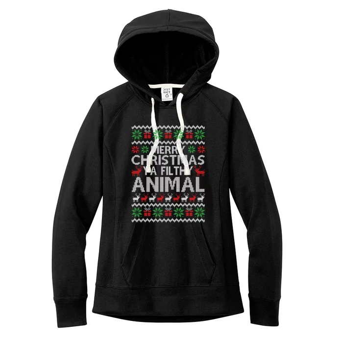 Funny Merry Ya Filthy Animal Ugly Christmas Sweater Xmas Gift Women's Fleece Hoodie