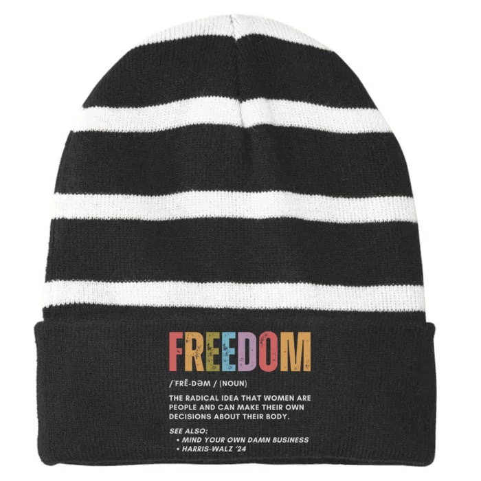 Freedom Mind Your Own Damn Business Striped Beanie with Solid Band