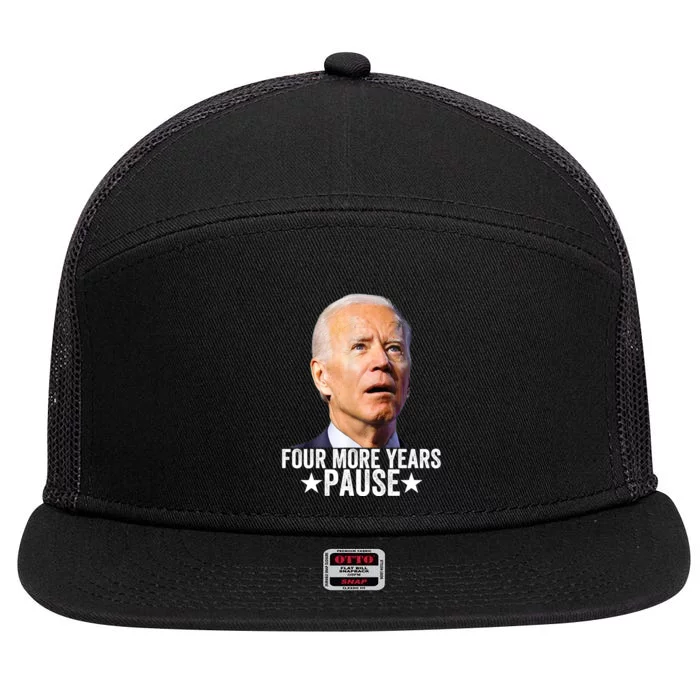 Four More Years Pause Joe Biden 7 Panel Mesh Trucker Snapback Hat