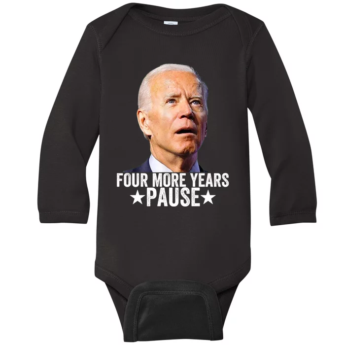 Four More Years Pause Joe Biden Baby Long Sleeve Bodysuit