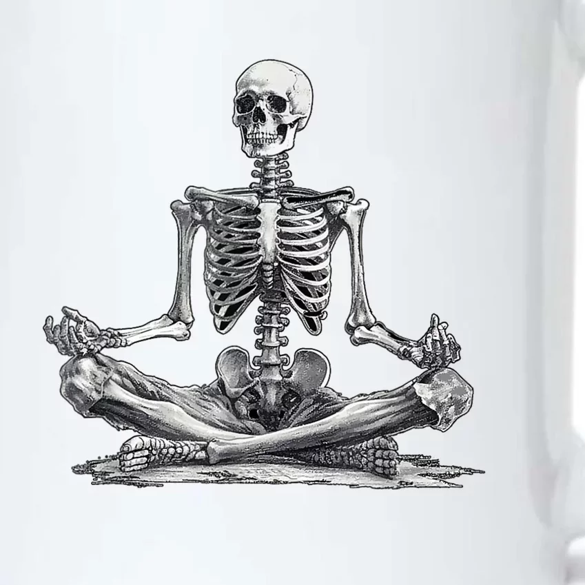 Funny Meditation Yoga Skeleton Halloween Black Color Changing Mug