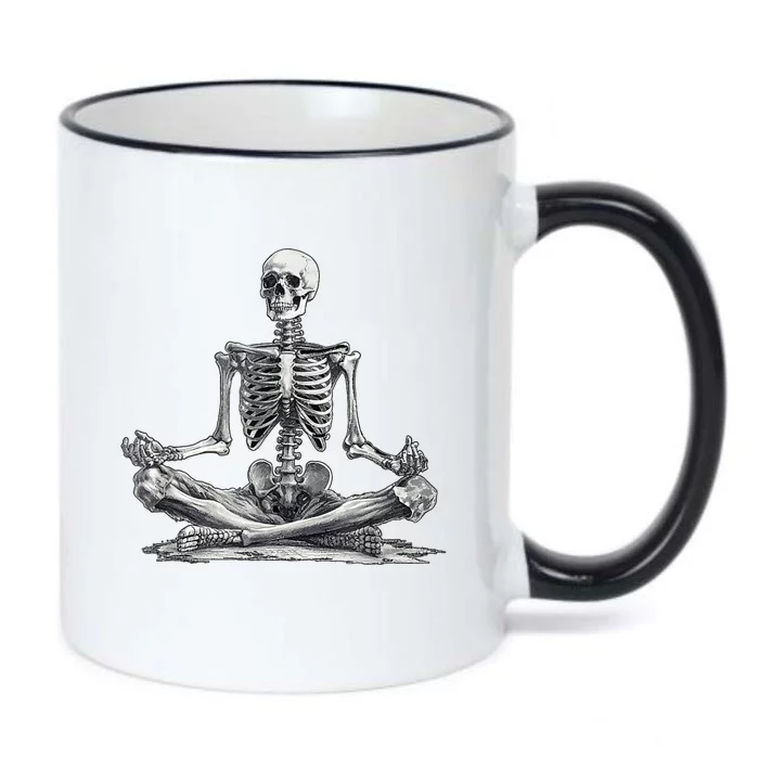 Funny Meditation Yoga Skeleton Halloween Black Color Changing Mug