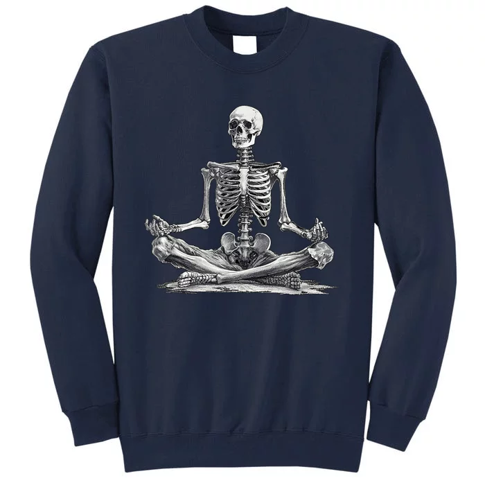 Funny Meditation Yoga Skeleton Halloween Tall Sweatshirt