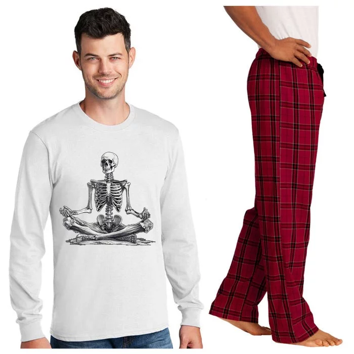 Funny Meditation Yoga Skeleton Halloween Long Sleeve Pajama Set