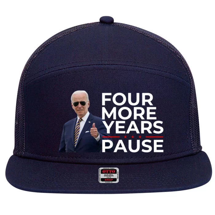 Four More Years Pause Joe Biden 7 Panel Mesh Trucker Snapback Hat