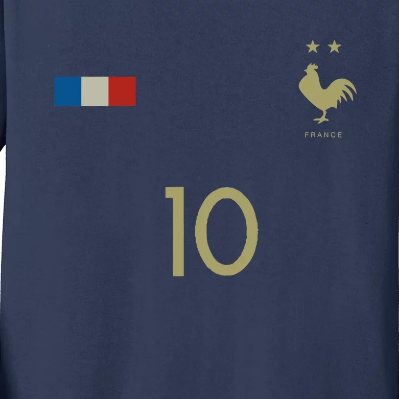 France Number 10 French Soccer Retro Football France Kids Long Sleeve Shirt