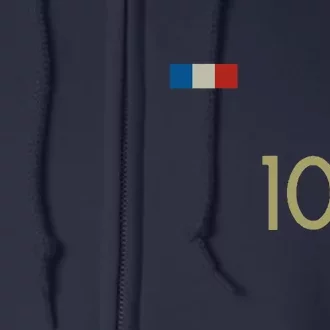 France Number 10 French Soccer Retro Football France Full Zip Hoodie