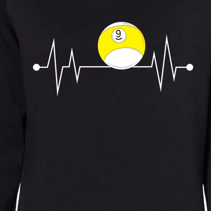 Funny Nine 9 Ball Pool Player Billiards Lover Heartbeat Gift Womens California Wash Sweatshirt