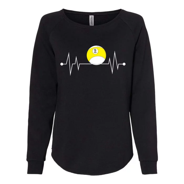 Funny Nine 9 Ball Pool Player Billiards Lover Heartbeat Gift Womens California Wash Sweatshirt