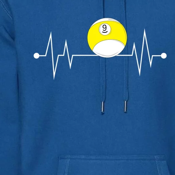 Funny Nine 9 Ball Pool Player Billiards Lover Heartbeat Gift Premium Hoodie