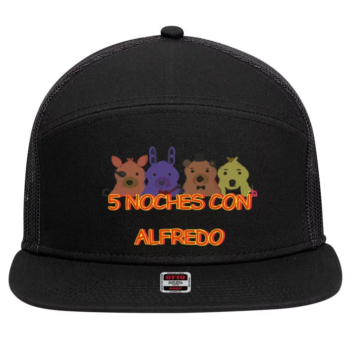 Five Nights At Freddy’S 5 Noches Con Alfredo 7 Panel Mesh Trucker Snapback Hat