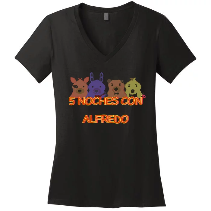 Five Nights At Freddy’S 5 Noches Con Alfredo Women's V-Neck T-Shirt