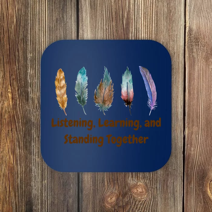 Feathers Native American Unity Day Orange Indigenous Coaster