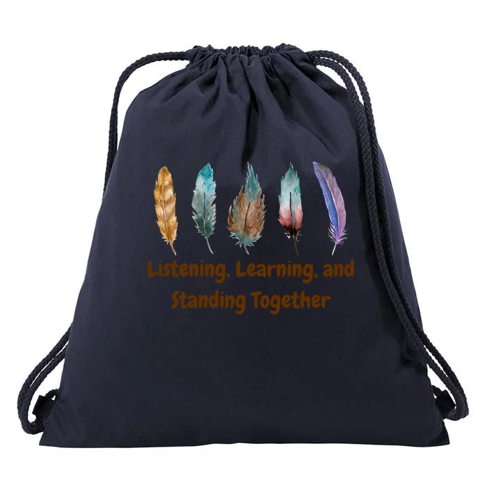 Feathers Native American Unity Day Orange Indigenous Drawstring Bag