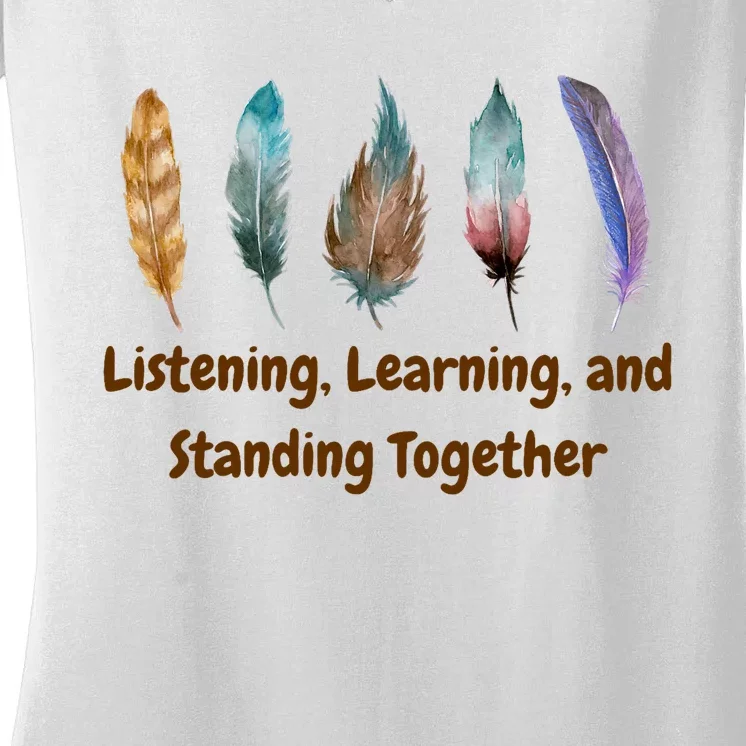 Feathers Native American Unity Day Orange Indigenous Women's V-Neck T-Shirt