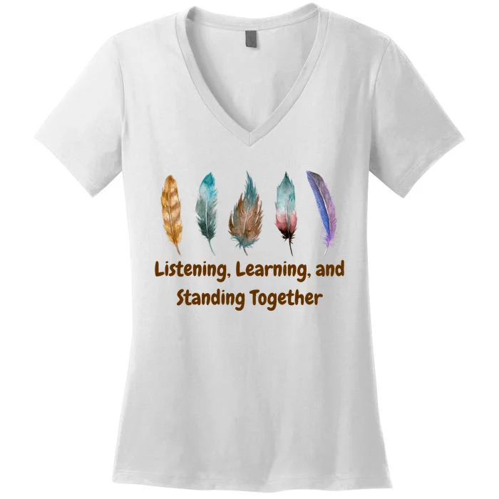 Feathers Native American Unity Day Orange Indigenous Women's V-Neck T-Shirt