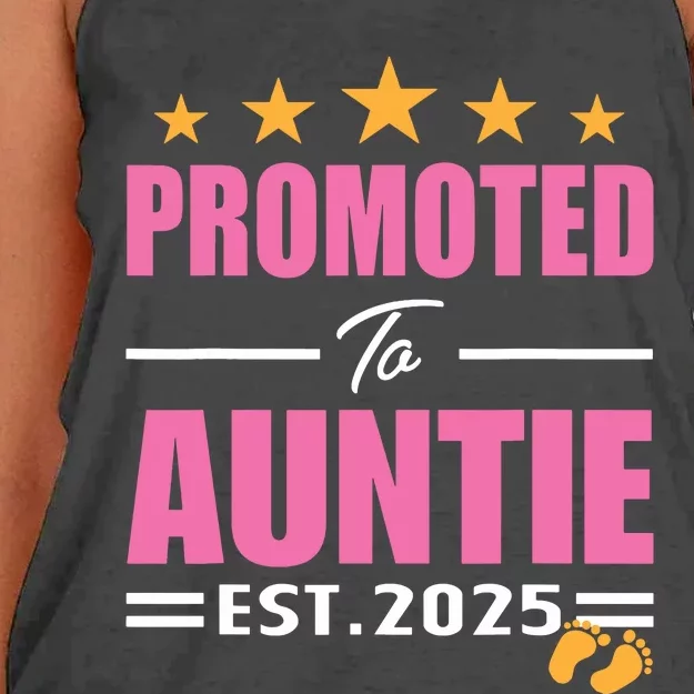 Funny New Aunt 2025 Cute Promoted To Auntie Est 2025 Women's Knotted Racerback Tank