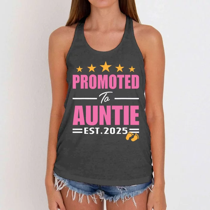 Funny New Aunt 2025 Cute Promoted To Auntie Est 2025 Women's Knotted Racerback Tank