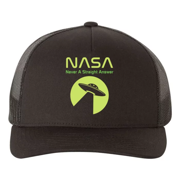 Funny NASA Alien UFO Conspiracy Never A Straight Answer Yupoong Adult 5-Panel Trucker Hat