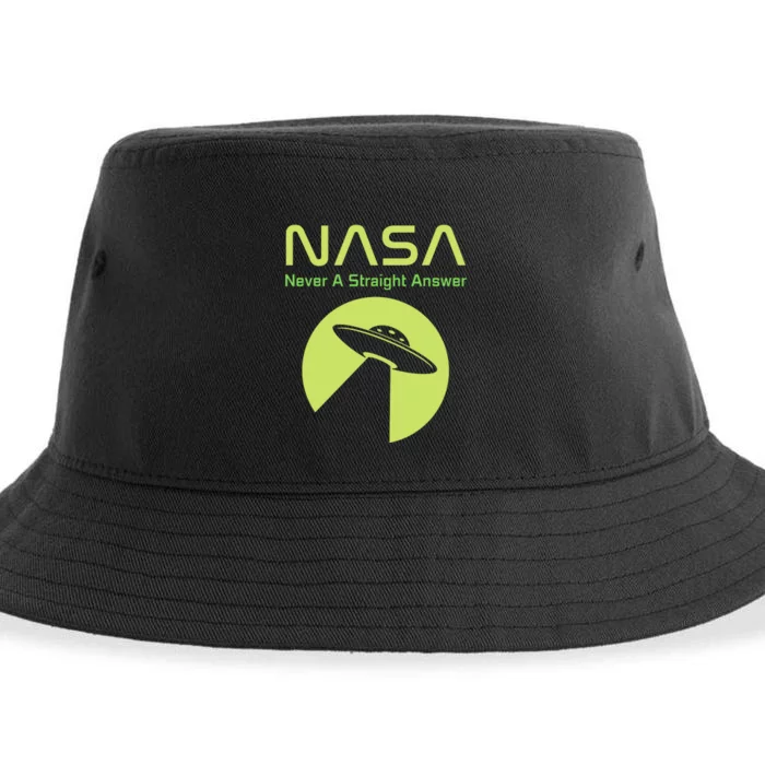 Funny NASA Alien UFO Conspiracy Never A Straight Answer Sustainable Bucket Hat